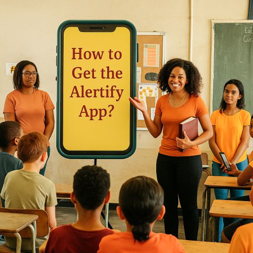Big phone in a classroom of children
